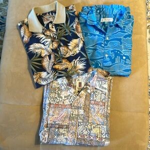 3 Tori Richard Hawaiian shirts polo & button up Oxford